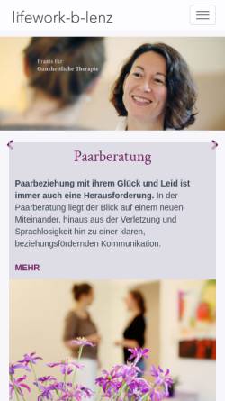 Vorschau der mobilen Webseite www.lifework-b-lenz.de, Praxis für Beratung, Training und Mediation Birgit Lenz