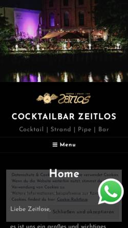 Vorschau der mobilen Webseite www.cocktailbarzeitlos.de, Cocktailbar Zeitlos