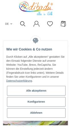 Vorschau der mobilen Webseite dibadu.de, dibadu - Spiel & Kreativ