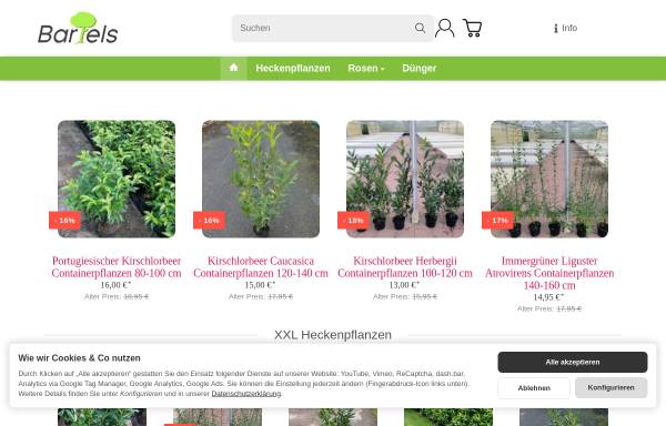Vorschau von www.gartencenter-bartels.de, Baumschule Bartels Online-Pflanzenversand