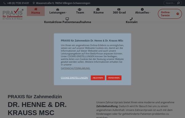Vorschau von zahnarzt-henne-krauss.com, Praxis für Zahnmedizin Dr. Roland Henne, Dr. Krauss