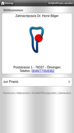 Vorschau der mobilen Webseite www.zahnarzt-dr-bilger.de, Zahnarztpraxis Dr. Horst Bilger