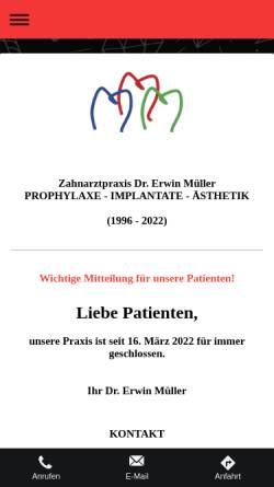 Vorschau der mobilen Webseite www.zahnarzt-bamberg.de, Zahnarzt Dr. med. dent. Erwin G.A. Müller