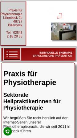 Vorschau der mobilen Webseite www.physioteam-billerbeck.de, Physioteam Billerbeck