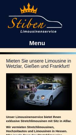 Vorschau der mobilen Webseite www.stiben-limousinenservice.de, Stiben Limousinenservice