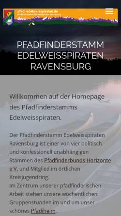 Vorschau der mobilen Webseite www.pfadi-edelweisspiraten.de, PBH - Stamm Edelweißpiraten, Ravensburg