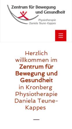 Vorschau der mobilen Webseite www.zentrumfuerbewegungundgesundheit.de, Zentrum fuer Bewegung und Gesundheit die Physiotherapie Praxis von Daniela Teune