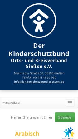 Vorschau der mobilen Webseite www.kinderschutzbund-giessen.de, Deutscher Kinderschutzbund Ortsverband Gießen e. V.