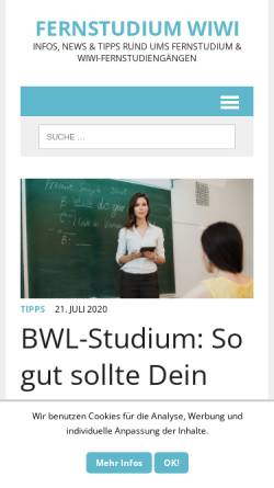 Vorschau der mobilen Webseite www.fernstudium-wiwi.de, Fernstudium Wirtschaftswissenschaften