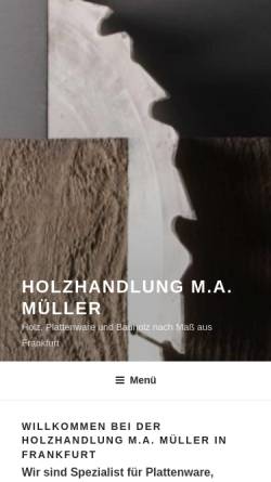 Vorschau der mobilen Webseite holz-mueller-ffm.de, Holzhandlung M.A. Müller