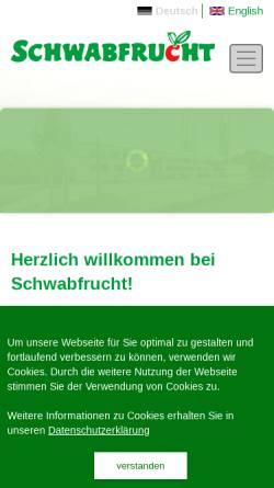 Vorschau der mobilen Webseite www.schwabfrucht.de, Schwabfrucht GmbH & Co. KG