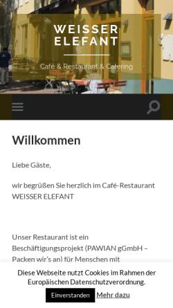Vorschau der mobilen Webseite www.weisser-elefant.de, Café Restaurant Weisser Elefant