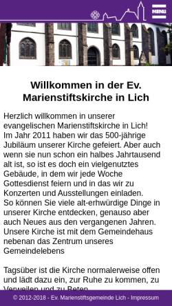 Vorschau der mobilen Webseite www.marienstiftskirche.de, Evangelische Marienstiftsgemeinde