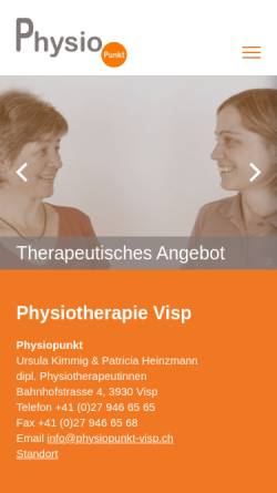 Vorschau der mobilen Webseite physiopunkt-visp.ch, Physiopunkt