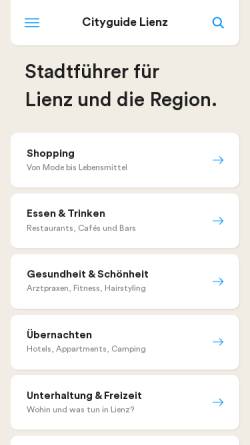 Vorschau der mobilen Webseite www.lienz-cityguide.at, Stadtführer von Lienz in Osttirol