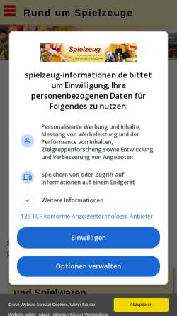 Vorschau der mobilen Webseite www.spielzeug-informationen.de, Spielzeug Informationen