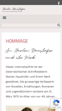 Vorschau der mobilen Webseite www.marlenhaushofer.ch, Hommage an Marlen Haushofer