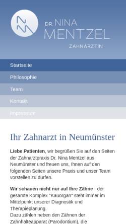 Vorschau der mobilen Webseite www.drmentzel.de, Praxis Dr. Gunter und Nina Mentzel