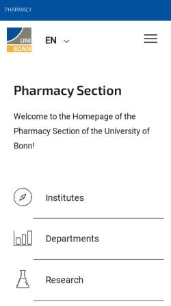 Vorschau der mobilen Webseite www.pharma.uni-bonn.de, Fachgruppe Pharmazie Bonn