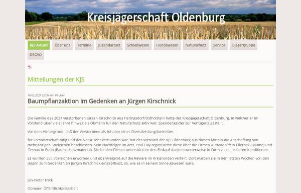 Vorschau von www.kjs-oldenburg.de, Seiten der Jägerschaft Oldenburg in Schleswig-Holstein.