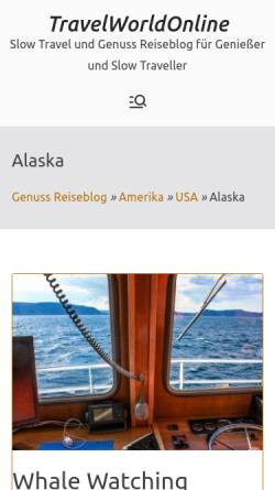 Vorschau der mobilen Webseite www.travelworldonline.de, Alaska Reisen