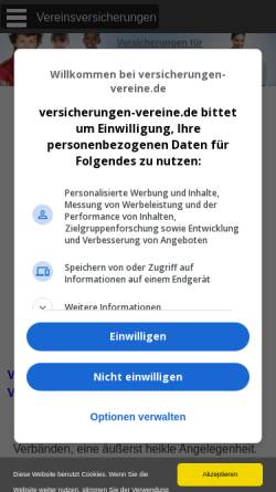 Vorschau der mobilen Webseite www.versicherungen-vereine.de, Versicherungen für Vereine und Ehrenamt