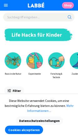 Vorschau der mobilen Webseite www.labbe.de, Zzzebra, das Web Magazin für Kinder