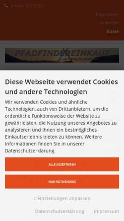 Vorschau der mobilen Webseite www.pfadfindereinkauf.de, Pfadfindereinkauf des DPBM