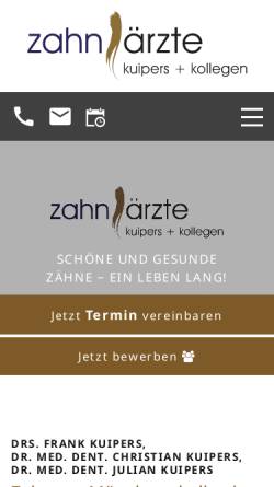 Vorschau der mobilen Webseite www.zahnarztpraxis-kuipers.de, Zahnarztpraxis Drs. Frank Kuipers