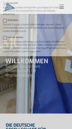 Vorschau der mobilen Webseite www.dginet.de, DGI e.V. - Deutsche Gesellschaft für Implantologie im Zahn-, Mund- und Kieferbereich