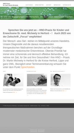 Vorschau der mobilen Webseite hno-micheely.de, Micheely, Dr. med. Martin