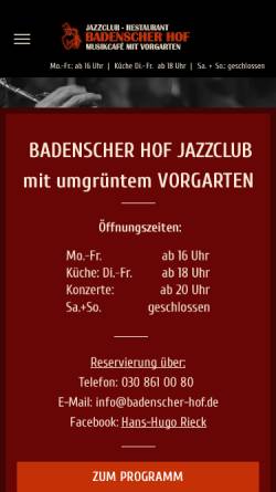 Vorschau der mobilen Webseite www.badenscher-hof.de, Restaurant Badenscher Hof