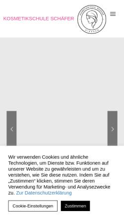 Vorschau der mobilen Webseite www.kosmetikschule-schaefer.de, Kosmetik- und Make-up-Schule Schäfer