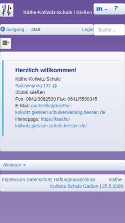Vorschau der mobilen Webseite kaethe-kollwitz.giessen.schule.hessen.de, Käthe-Kollwitz-Schule