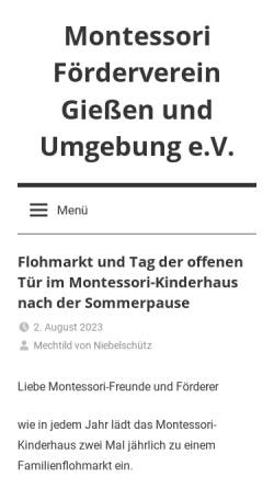 Vorschau der mobilen Webseite www.montessori-giessen.de, Montessori-Förderverein Gießen und Umgebung e.V.
