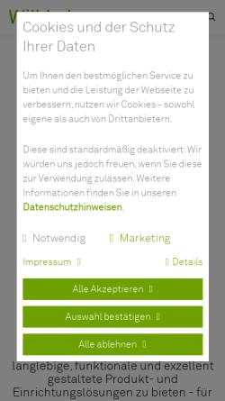 Vorschau der mobilen Webseite www.wilkhahn.de, Wilkhahn - Wilkening+Hahne GmbH+Co.KG