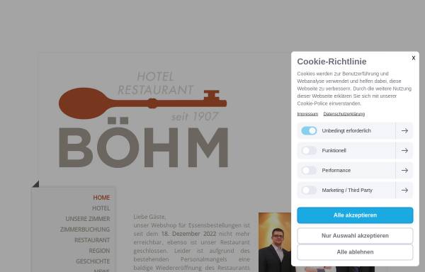 Vorschau von www.hotelboehm.de, Restaurant Bohm
