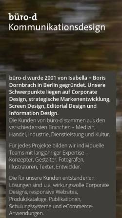 Vorschau der mobilen Webseite www.buero-d.de, Büro-d Dornbach GbR