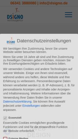 Vorschau der mobilen Webseite www.dsigno.de, DSIGNO Werbeagentur
