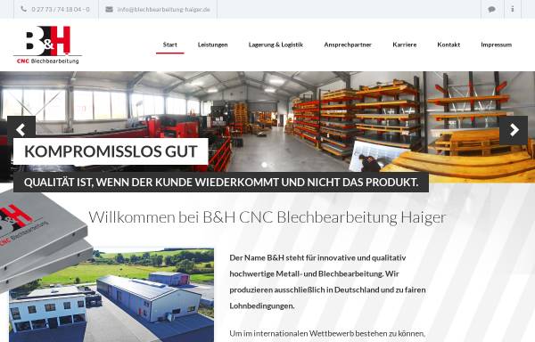 Vorschau von www.blechbearbeitung-haiger.de, B&H CNC Blechbearbeitung