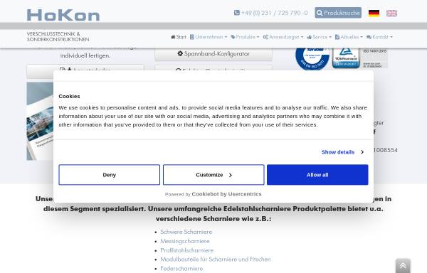 Vorschau von www.hokon-verschlusstechnik.de, HoKon Verschlusstechnik und Sonderkonstruktionen - Inh. Ingo Hopf