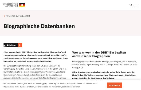 Vorschau von www.bundesstiftung-aufarbeitung.de, Wer war wer in der DDR?