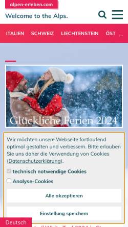 Vorschau der mobilen Webseite alpen-erleben.com, Alpen-Erleben.com