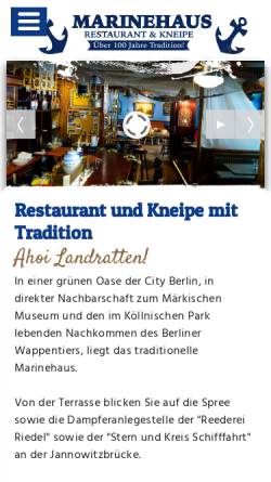 Vorschau der mobilen Webseite www.marinehaus.de, Restaurant Marinehaus