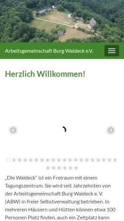 Vorschau der mobilen Webseite www.burg-waldeck.de, Arbeitsgemeinschaft Burg Waldeck e.V.