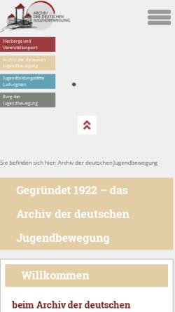 Vorschau der mobilen Webseite www.burgludwigstein.de, Archiv der deutschen Jugendbewegung