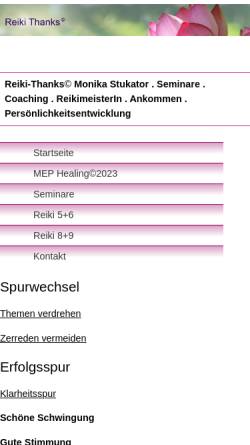 Vorschau der mobilen Webseite www.reiki-thanks.de, Monika Stukator