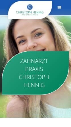 Vorschau der mobilen Webseite www.zahnarztpraxis-hennig.de, Zahnarztpraxis Christoph Hennig