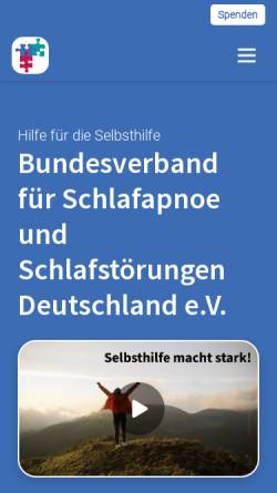 Vorschau der mobilen Webseite www.bsd-selbsthilfe.de, Bundesverband Schlafapnoe und Schlafstörungen Deutschland e.V.