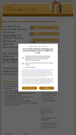 Vorschau der mobilen Webseite www.wunsch-index.de, Wunschlisten für Eltern und Kinder